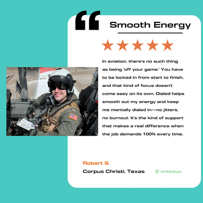 Customer testimonial from Rob on DIALED Reinforced Coffee